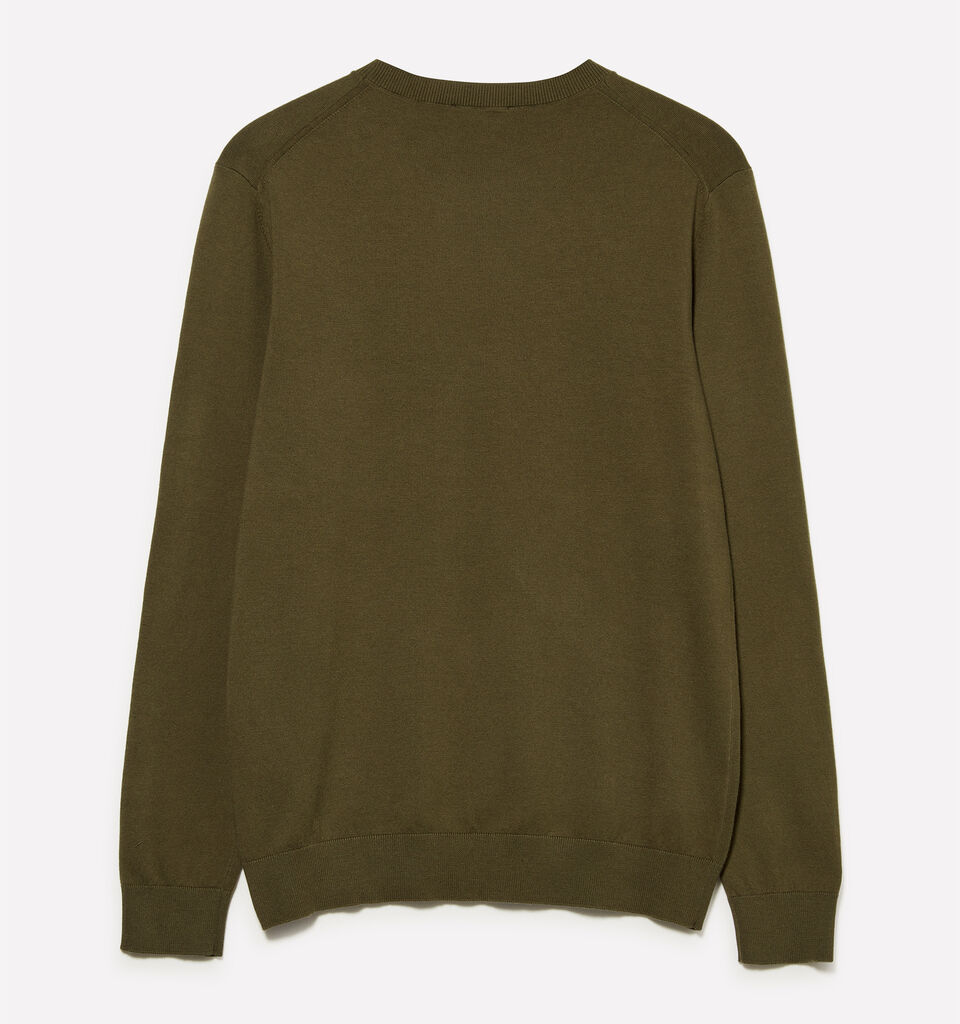 Camisola de gola redonda verde-oliva - camisolas gola redonda para homem - Verde Militar | Sisley image number 2